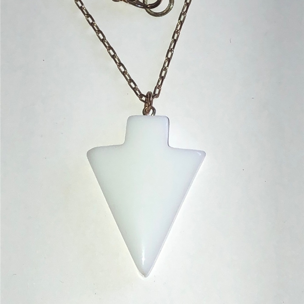 Elegant White Glass Arrow Boho Pendant Necklace
